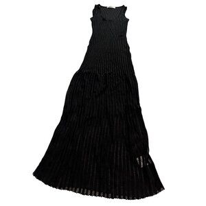 Venroy Drop Needle Rib Knitted Tank Dress in Black